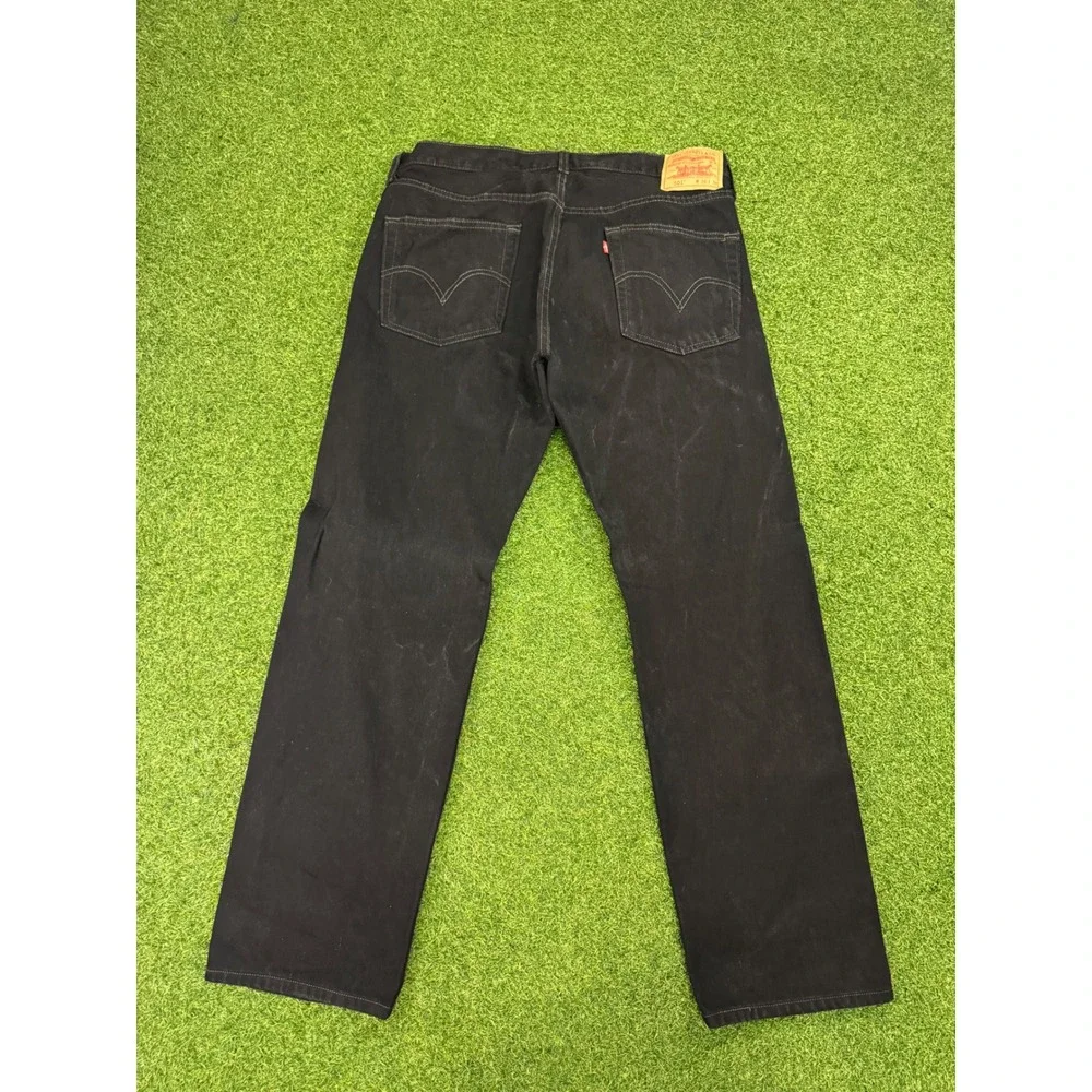 Levis 501 Original Fit Black Denim Button‎ Fly Straight Leg Jeans Mens 36x30